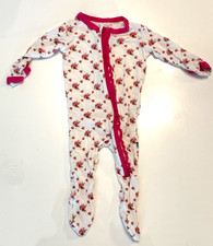 KicKee Pants 0-3M bamboo zip up floral ruffle bottom footed sleeper