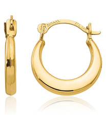 14K Solid Yellow Gold Small Huggie Hoop Earrings 12mm 1/2 inch Snap Back,