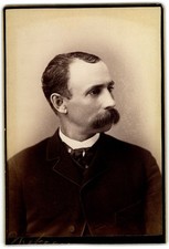 Cabinet Card Circa 1880s Unknown Handsome Man With Mustache Unmarked
