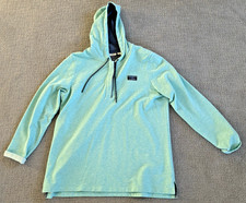 LL Bean Women's Sweater Quarter Button Cotton Pullover Sweatshirt Hood Logo - XL