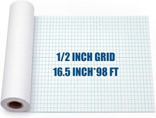 1 Roll Large Grid Graph Paper Roll 1/2'' Grid 16.5 Inch X 98Ft Math Graph Paper