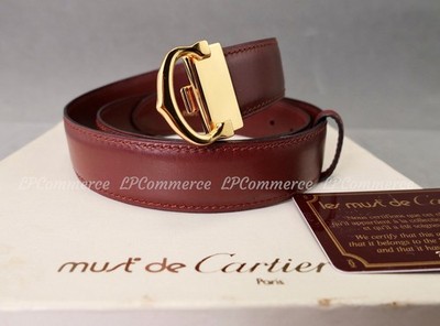 Cartier Gürtel C-Motiv Leder Metallschnalle 90er Gürtel Box Belts