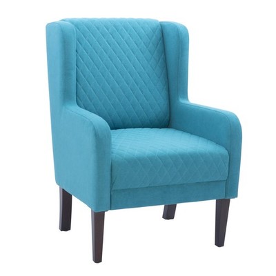 Glenn Teal Wingbacked Accent Chair with Quilted Seat