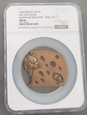 Robert Weinman 1987 Society Of Medalists “Cat & Mouse” Bronze Medal #115 Limited