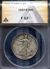 1937-D 50c Silver Walking Liberty Half-dollar F 12 ANACS # 7810223 + Bonus