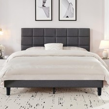 Metal Bed frame Full/Queen Size Platform Bed with Solid Wooden Slats Support NEW