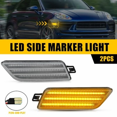 Pair Front Bumper Amber Replacement Side Marker Light Fit 2014-24 Porsche Macan