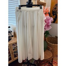 Vintage 80s/90s Flamingo White Semi-Sheer Boho Coastal Cottage Midi Maxi Skirt