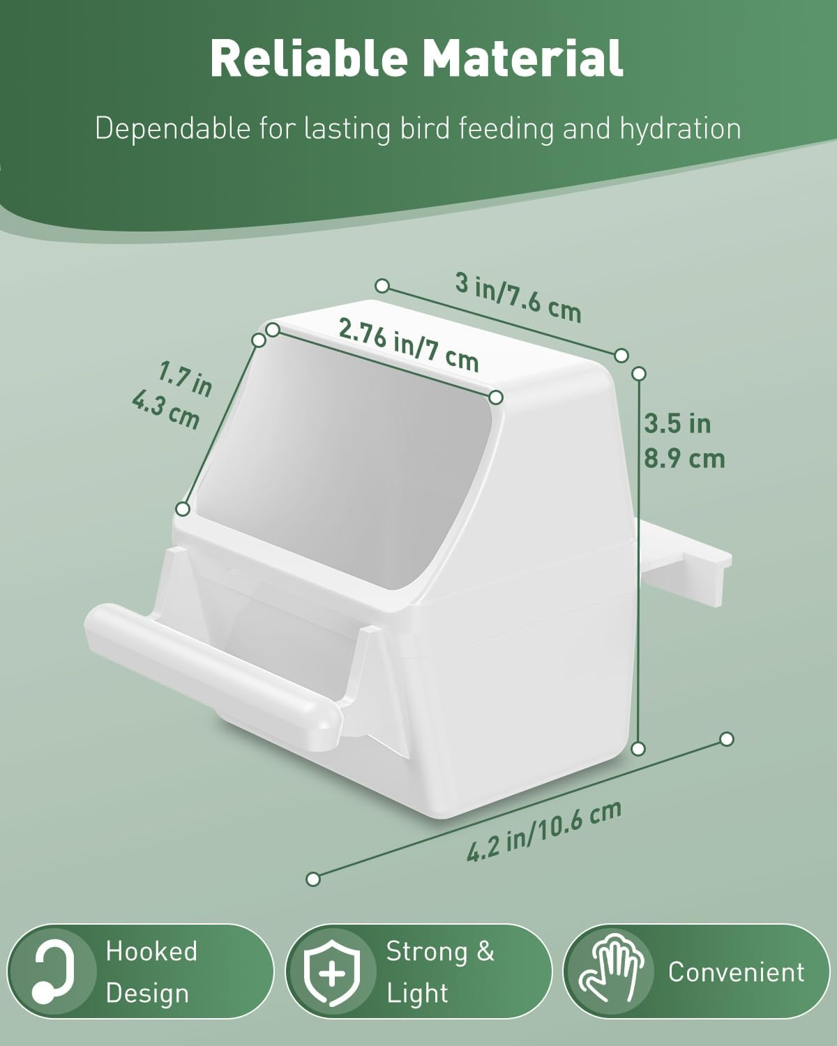 2 Pcs Bird Feeder, Hanging Plastic Water Dispenser with Hooks, Food Bowl for Sma