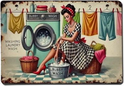 Laundry Retro for Cafe Bar Poster Garage Tin Metal Signs Home Décor 8x12