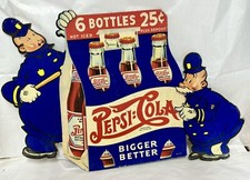 Vintage 40's Original Pepsi Double Dot Cardboard Cut-Out Display Sign