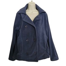 Cabela's Women's Outerwear Powder Blue Fleece Pea Jacket Size M