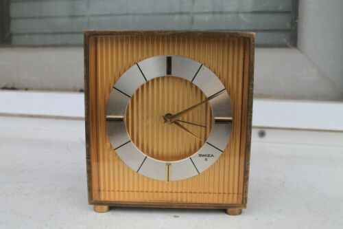 Reloj despertador suizo vintage hecho antiguo bronce 8 días SWIZA  - Imagen 1 de 7