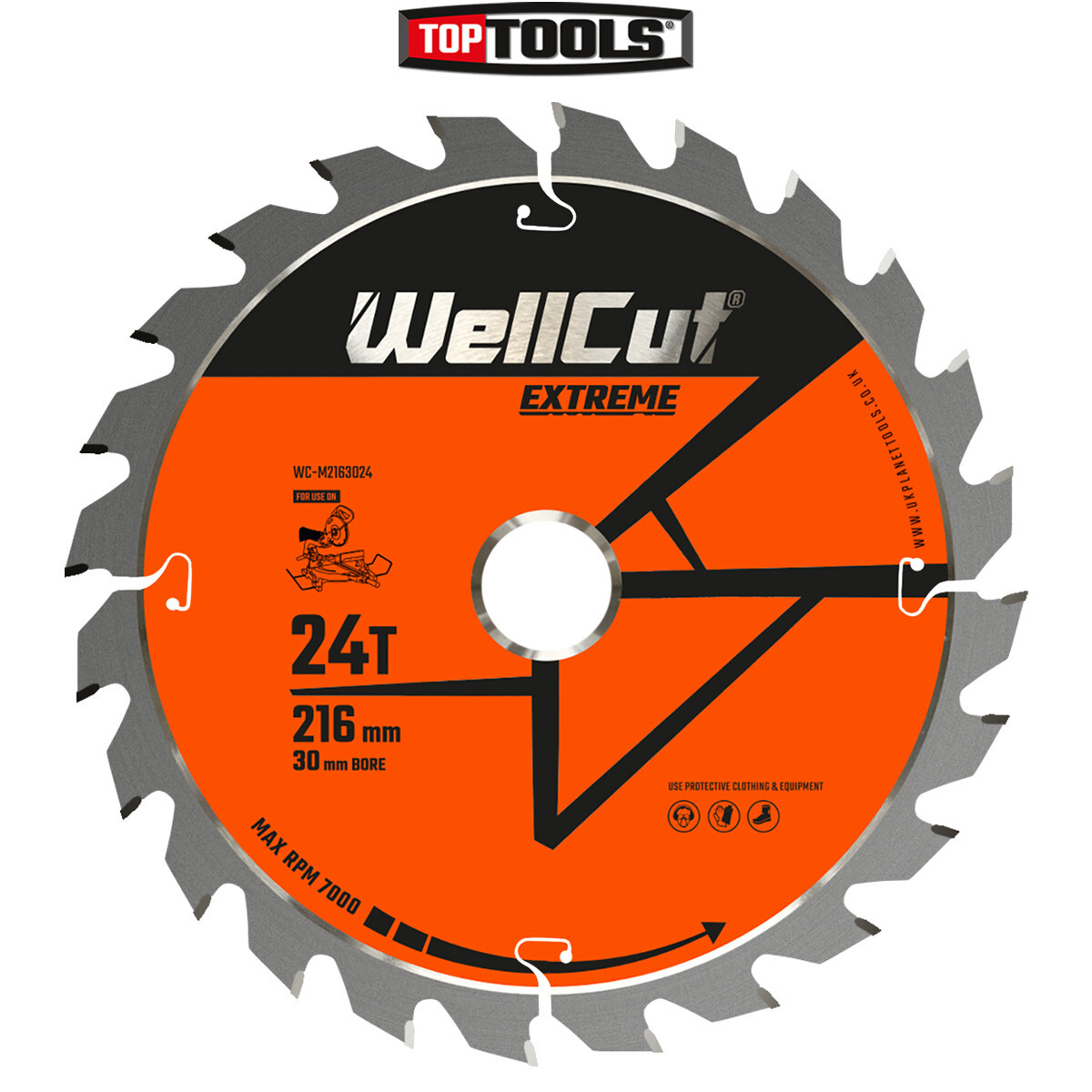 WellCut TCT Wood Saw Blade 216mm x 24T x 30mm For LS0815, DWS777, C8FSR