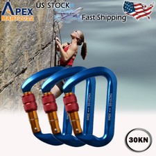 30KN Aluminum Alloy Screwgate Locking Carabiner D-Ring Hook for Climbing Caving
