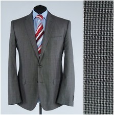Mens Herringbone Blazer 42R UK Size ESPRIT Grey Wool Sport Coat Designer Jacket