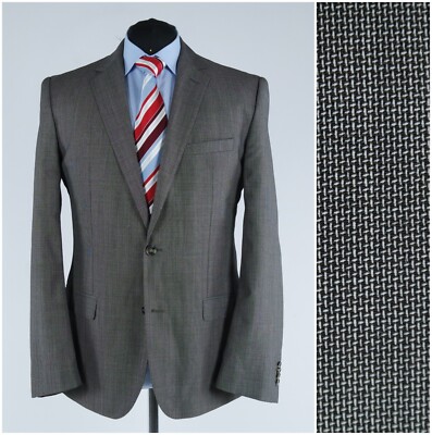 Mens Herringbone Sport Coat 42R US Size ESPRIT Grey Wool Blazer Designer Jacket