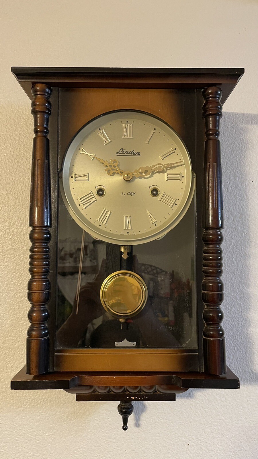 Vintage Linden 31Day Wall Clock Chimes Pendulum Japan 8052 Model No