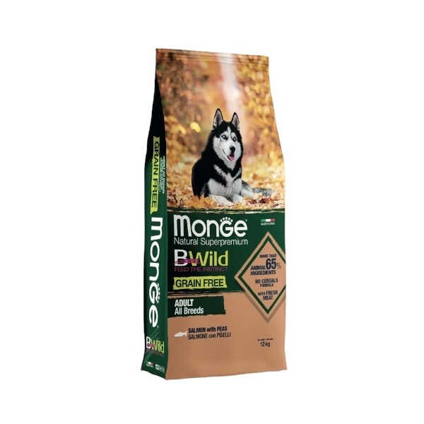 Monge bwild all breeds grainfree adult salmone e piselli KG 12