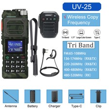 Baofeng UV-25 10W Walkie Talkie Long Range Tri-power Two Way Radios 48Ant BT Mic