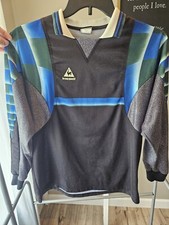 Vintage Le Coq Sportif Goalkeepr Jersey Soccer Black Green Blue Small
