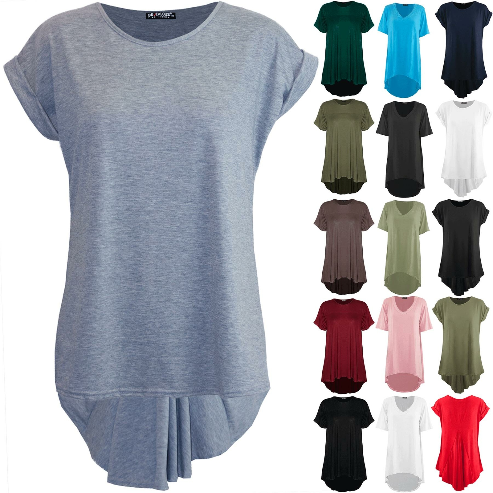 women's high low t shirts