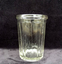Ancien grand pot à confiture en verre épais pressé moulé cannelé Décor art déco