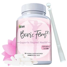 BORICFEM 600MG  VAGINAL SUPPOSITORIES YEAST INFECTION BV MADE IN USA (30 CT)