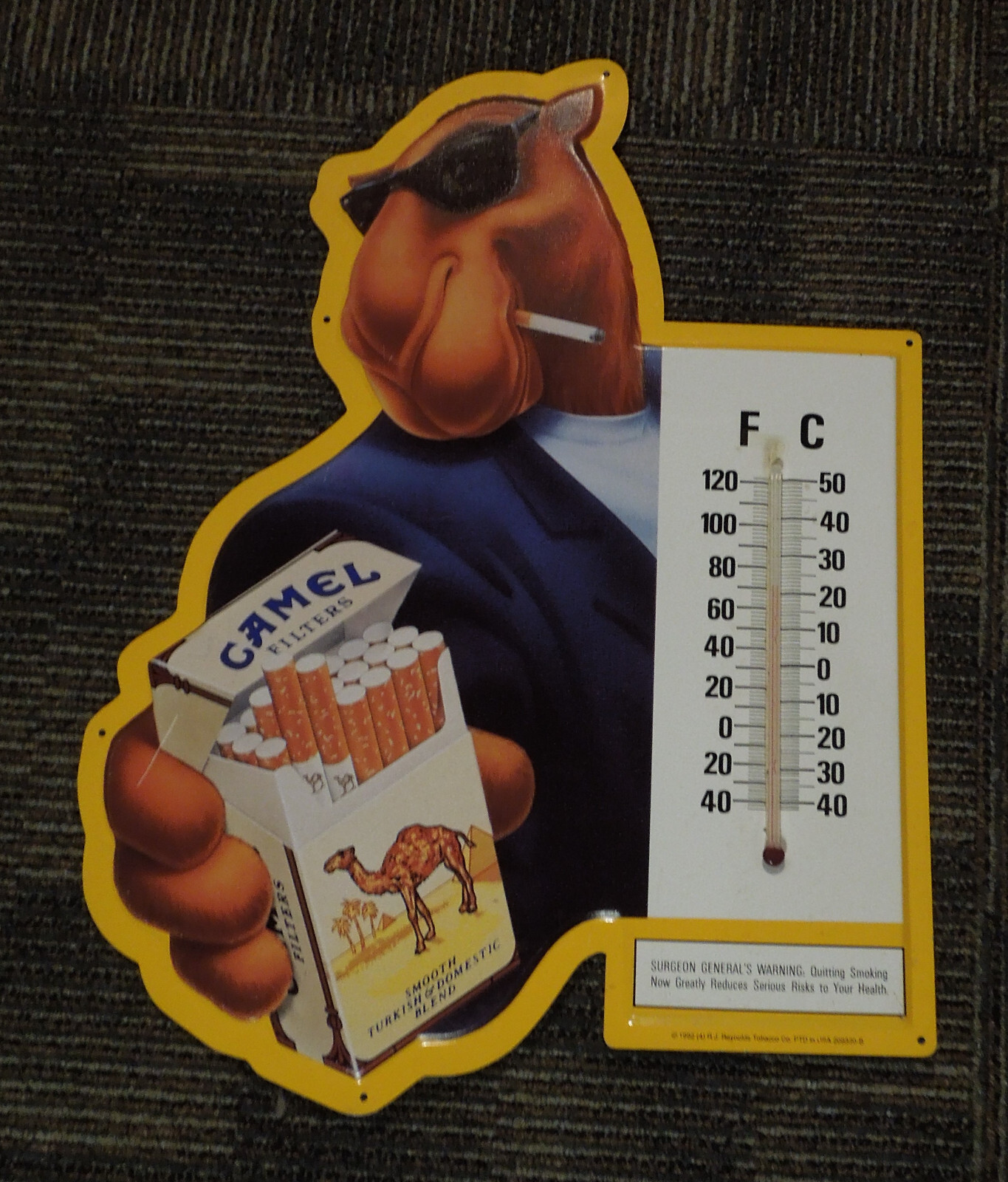 1984 Camel Filters Cigarettes Molded Plastic Sign Thermometer Wall Australia
