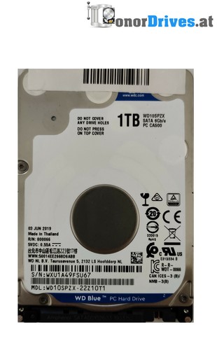 Western Digital  - WD10SPZX-22Z10T1 - 1 TB - SATA - PCB 2060-800066-006 Rev.P1*