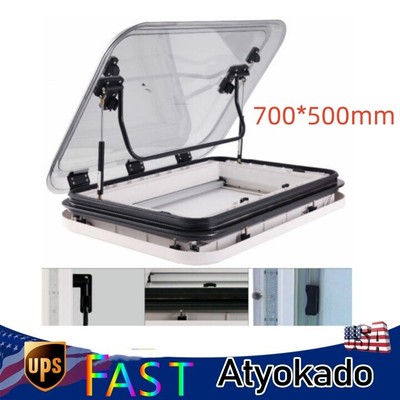 RV Caravan Roof Window Hatch W/ LED Light Skylight Roof Vent Hatch 700*500mm NEW