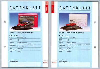 BMW Z3 Roadster / M1 #249/50 PC-Modelle - Herpa Data Sheet