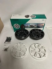 Kicker 45KM654 6.5 Inch Marine Coaxial Boat Speakers with Black & White Grilles