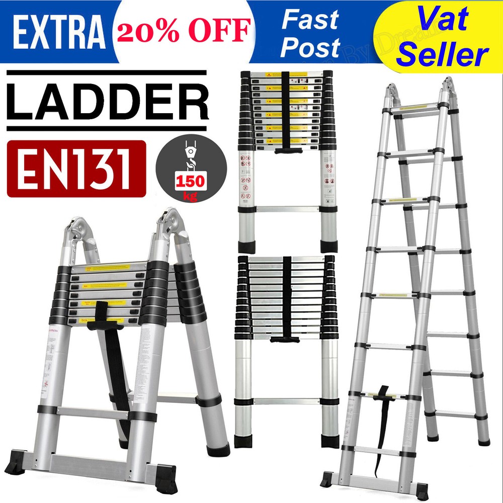 8.5FT 12.5FT 16.5FT Aluminum Multi-Purpose Telescopic Ladder Extension Foldable