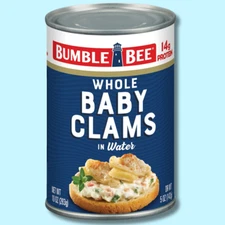 Bumble Bee Whole Baby Canned Clams, 10 oz Can - Ready to Eat - 14g Protein per S