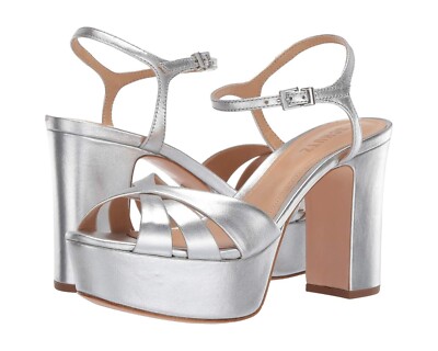 Schutz Z1839* Silver Leather Keefa Platform Sandal Women's Size 8