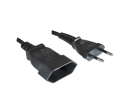 DINIC Netzkabel, Euro-Verlängerung, Eurostecker auf Eurobuchse, schwarz, 2m