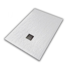 PIATTO DOCCIA EFFETTO PIETRA IN CERAMICA 100x70 BIANCO HATRIA + PIL GR_INOX