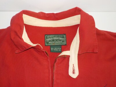 Vintage Polo Country Ralph Lauren Red Zip Up Mens Jacket Medium | eBay