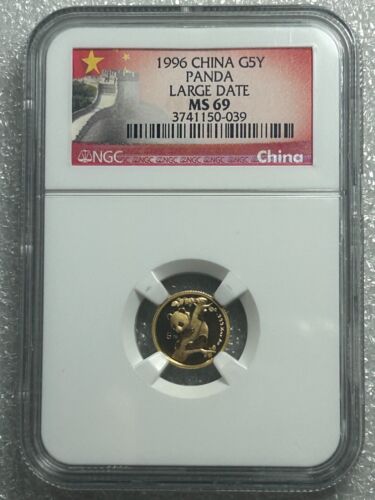 1996 China 1/20 oz G5Y Gold Panda Large Date NGC MS 69 Free Shipping