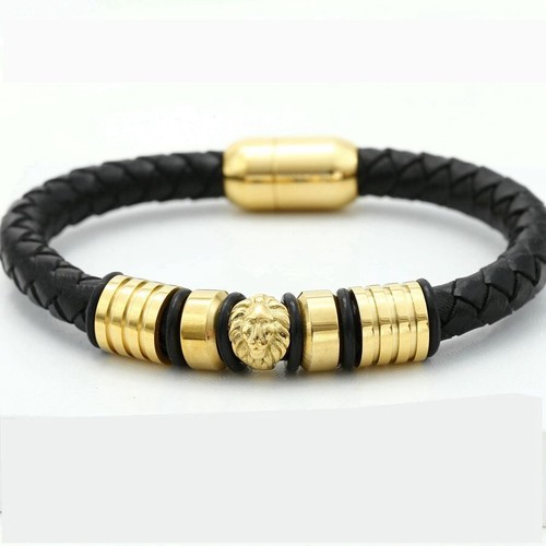 Whigetiy Christian Braided Stainless Steel Cross Bracelet For Men & Women In Gold, Silver, Black Leather Band - Foto 2