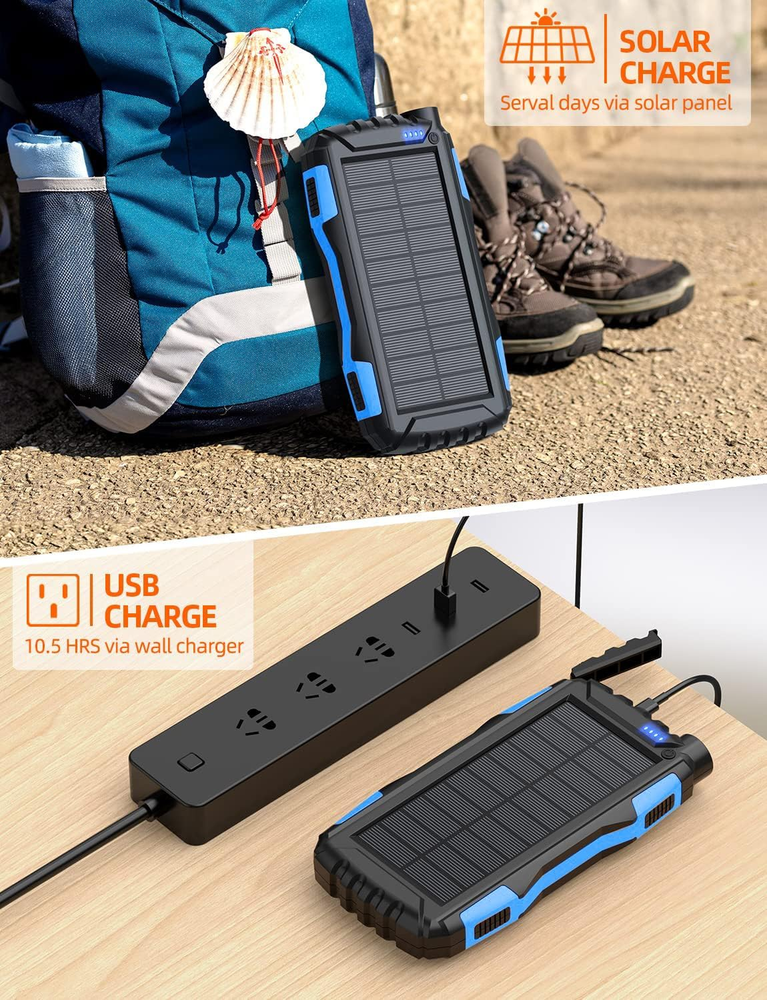 42800mAh Solar Power Bank Portable Charger with External Battery Backup