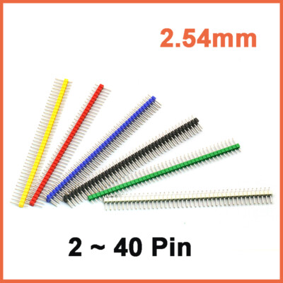 10 x Stiftleiste Farbig | 2 Pins - 40 Pins | 2,54mm | Pin Header Breadboard