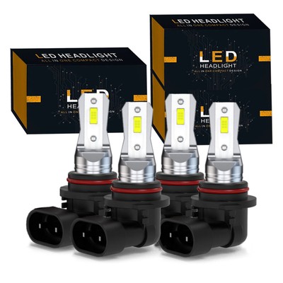 9005+9006 LED Headlights Combo High Low Beam Bulbs Kit Super White Bright Lamps