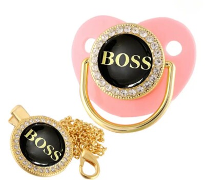 Boss Rhinestone Pacifier, Newborn Gift, Baby Pacifier