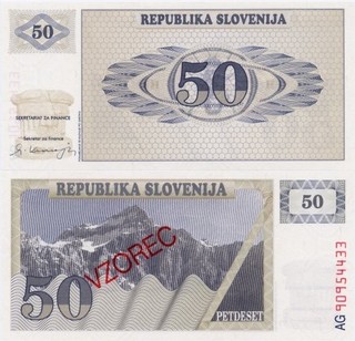Slowenien 50 Tolarjev 1990 (Specimen) UNC P5s1