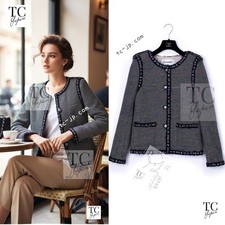 CHANEL 16S Black Multicolor Epaulettes Trimming Jacket CC Buttons 34 36 US2 4