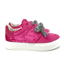 Kurt Geiger London Laney Bow Sneaker Women's Size 11 US / 42 EU Fuchsia Velvet