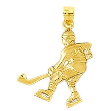 14K Gold #00 Jersey Hockey Player Pendant