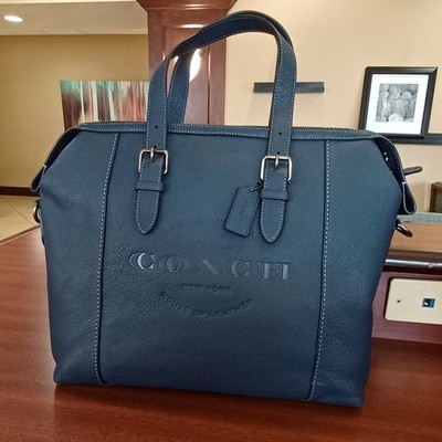$595 COACH BAG HUDSON BRIEF F30620 SMOOTH PEBBLE LEATHER MIDNIGHT BLUE $595 NWT